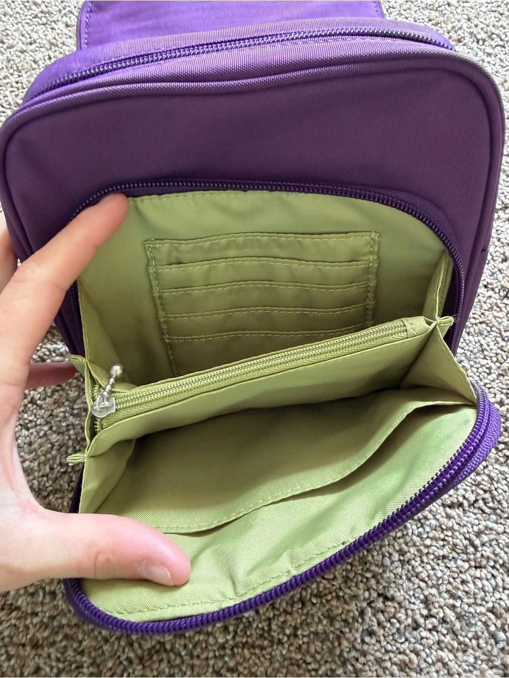 BAGGALLINI Plum Purple Kiss-Lock Nylon Zippered Crossbody Shoulder Bag